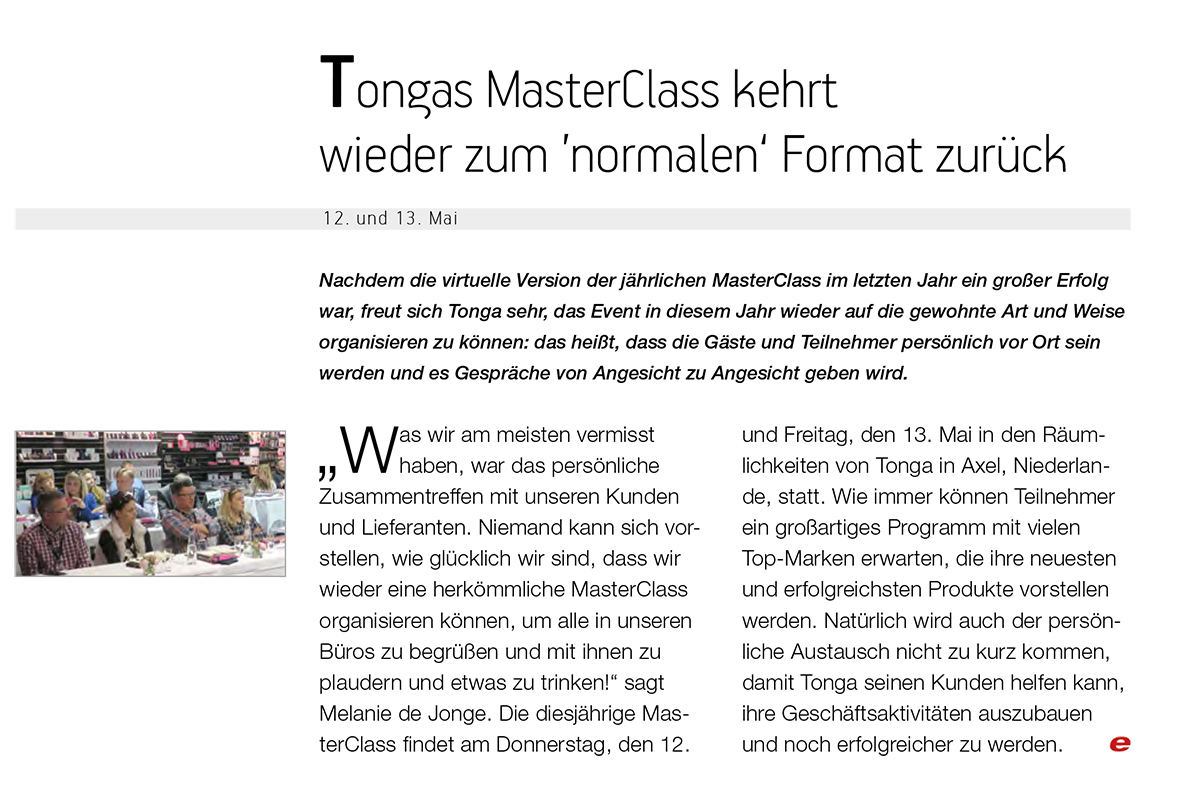 2022-04 eLine - Tonga MasterClass